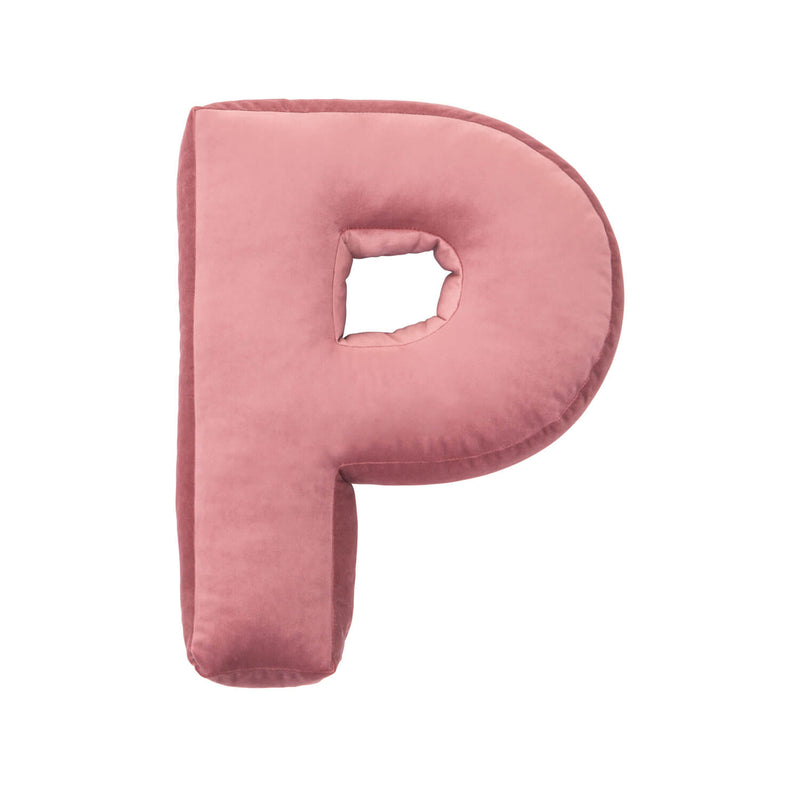 Samtkissen Altrosa Freisteller Buchstabe P