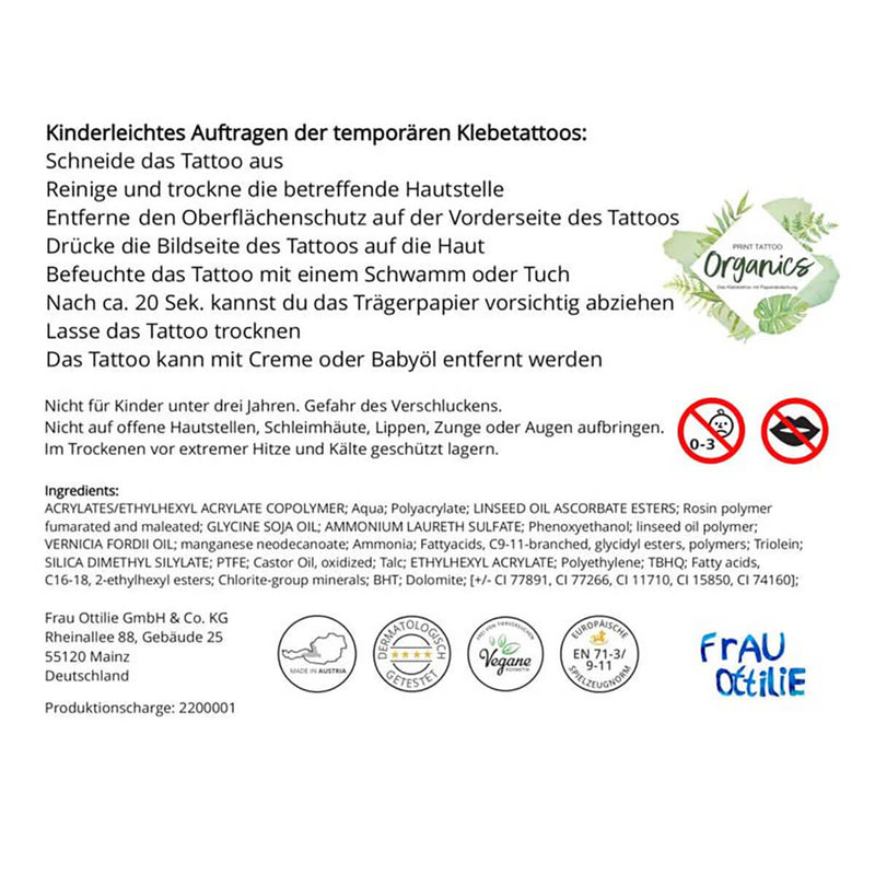 Kindertattoos von Frau Ottilie - Hinweise / Infos
