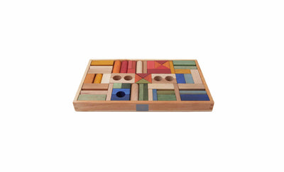 Buntes Set aus 54 Holzklötzen von „Wooden Story“