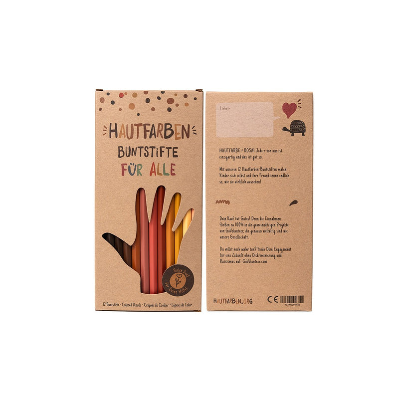 Hautfarben Buntstifte in der Verpackung - Vorderseite und Rückseite