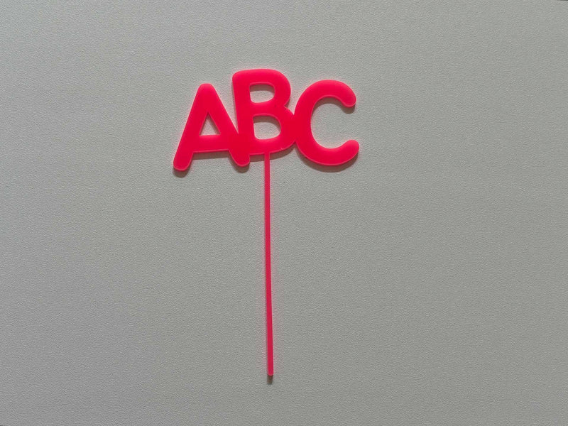 ABC neon pink Acryl Caketopper Freisteller