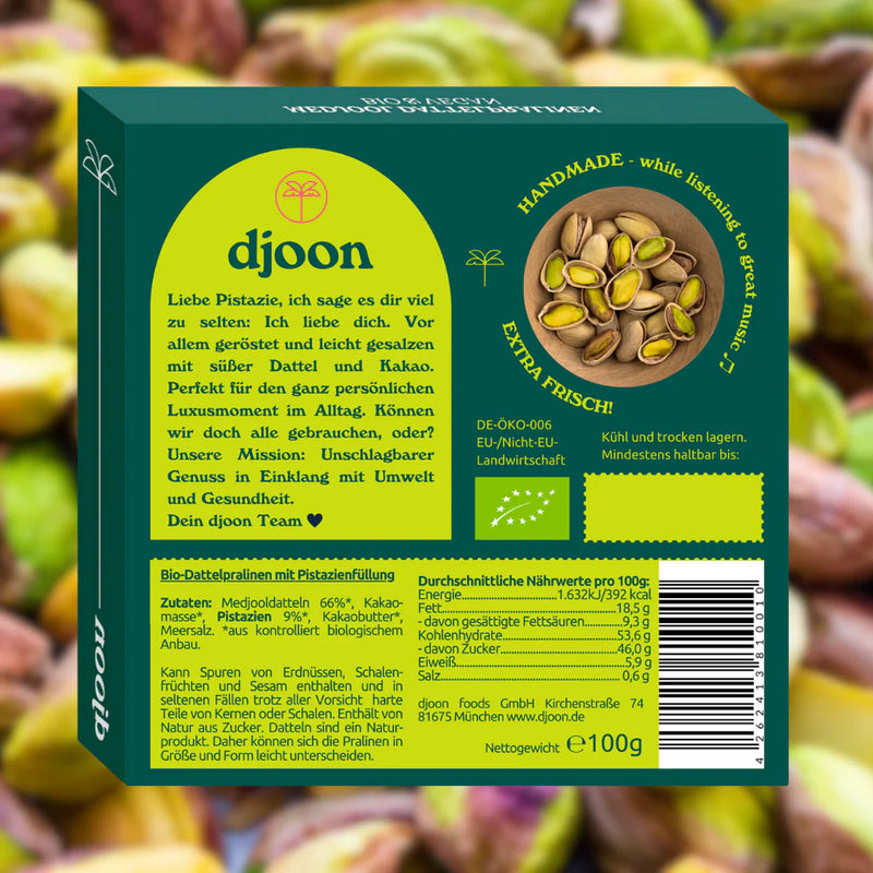 Djoon Dattelpralinen – Bomba di Pistacchio