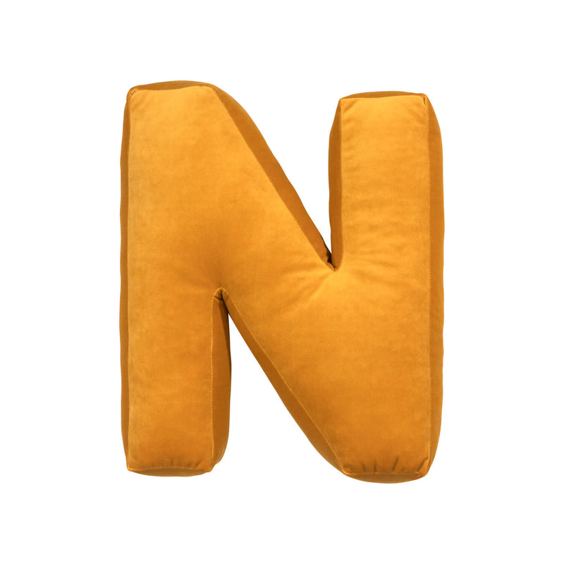 Velvet Letter Pillow Yellow